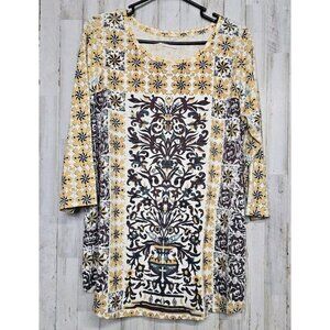 Lucky Brand 1X Women's Top Boho Bohemian XL Soft Cotton Blend